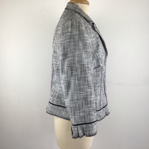 CARLISLE Black & White Fitted Jacket Whip stitched / Bottom Ruffle S 14 - Picture 3 of 11
